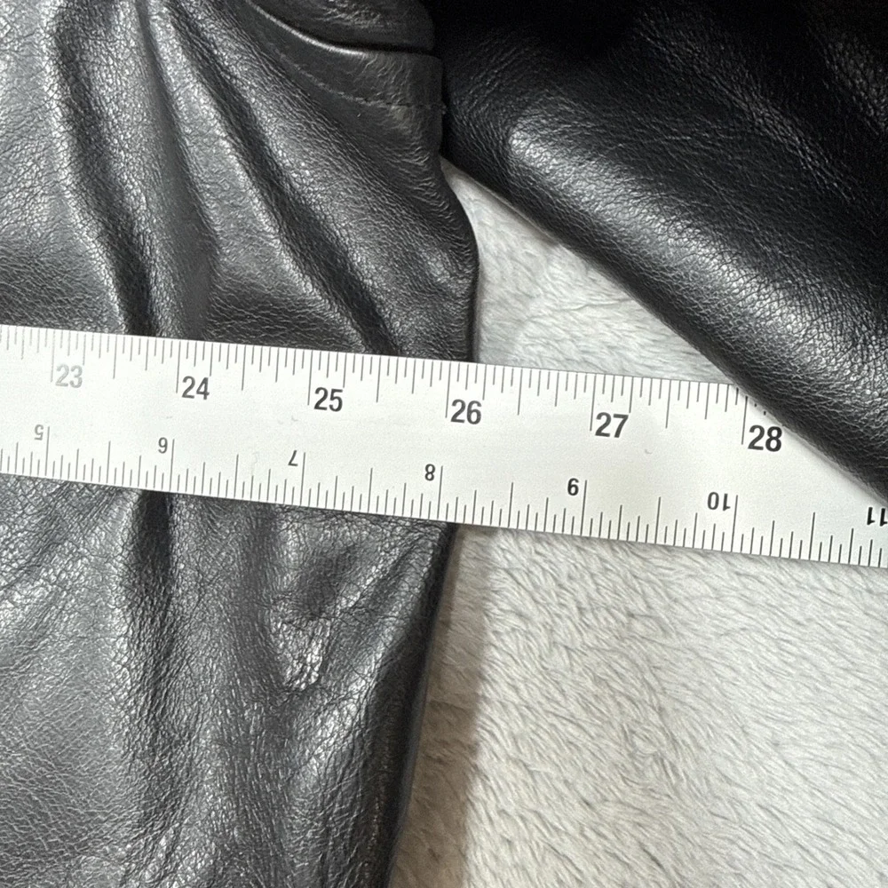 Vintage Polo Ralph Lauren Leather Jacket Men Large Black Wool Lined Car Coat